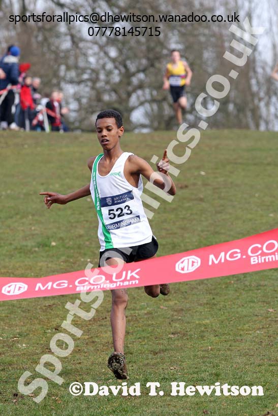 Under-13 boys winner Inter Counties Cross Country, Cofton Park, Birmingham. Photo: David T. Hewitson/Sports for All Pics